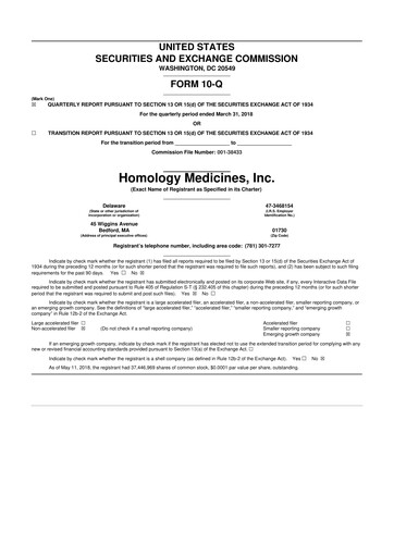 Vorschaubild Q32 Bio 10-Q Quartalsbericht 2018 