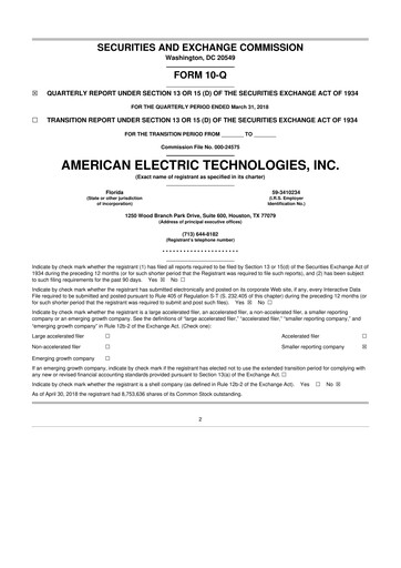 Thumbnail Stabilis Solutions 10-Q Quarterly Report FY2018 