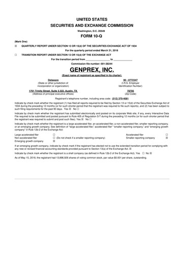 Thumbnail Genprex 10-Q Quarterly Report FY2018 