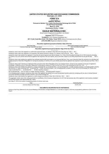 Thumbnail Eagle Materials
 10-K Annual Report 2018