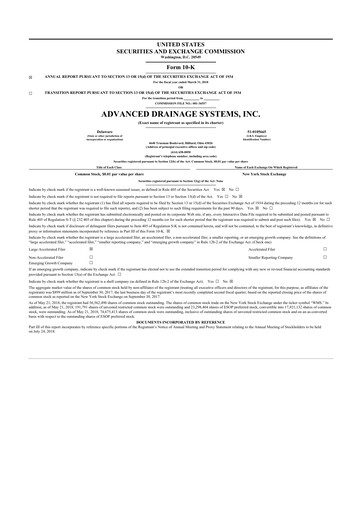 Vorschaubild Advanced Drainage Systems
 10-K Jahresbericht 2018