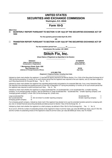 Thumbnail Stitch Fix
 10-Q Quarterly Report FY2018 
