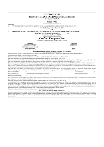 Thumbnail CorVel Corporation
 10-K Annual Report 2018