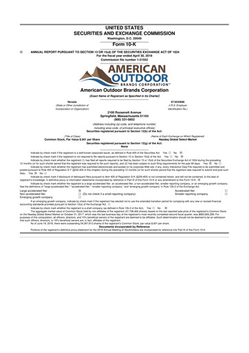 Thumbnail Smith & Wesson 10-K Annual Report 2018