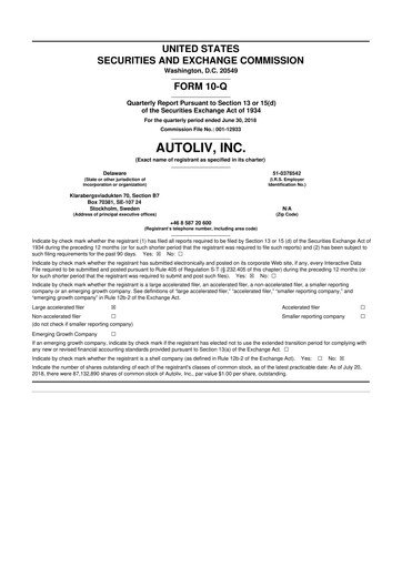 Vorschaubild Autoliv 10-Q Quartalsbericht 2018 