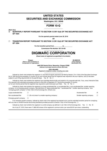 Thumbnail Digimarc
 10-Q Quarterly Report FY2018 