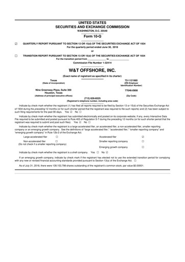 Thumbnail W&T Offshore 10-Q Quarterly Report FY2018 