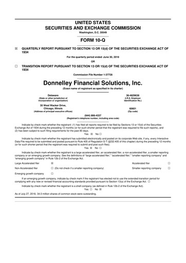Vorschaubild Donnelley Financial Solutions
 10-Q Quartalsbericht 2018 