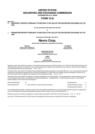Thumbnail Nevro
 10-Q Quarterly Report FY 