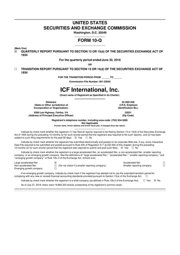 Thumbnail ICF International 10-Q Quarterly Report FY2018 
