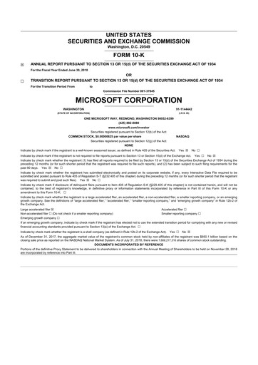 Thumbnail Microsoft 10-K Annual Report 2018