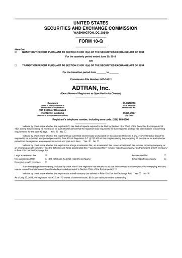 Thumbnail ADTRAN 10-Q Quarterly Report FY2018 