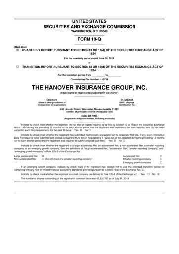Thumbnail Hanover Insurance Group 10-Q Quarterly Report FY 