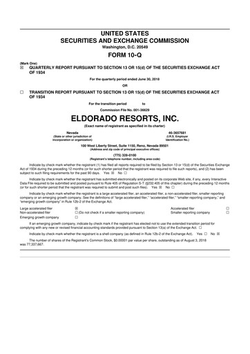 Thumbnail Caesars Entertainment
 10-Q Quarterly Report FY2018 
