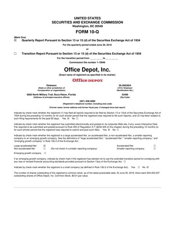 Thumbnail The ODP Corporation
 10-Q Quarterly Report FY2018 