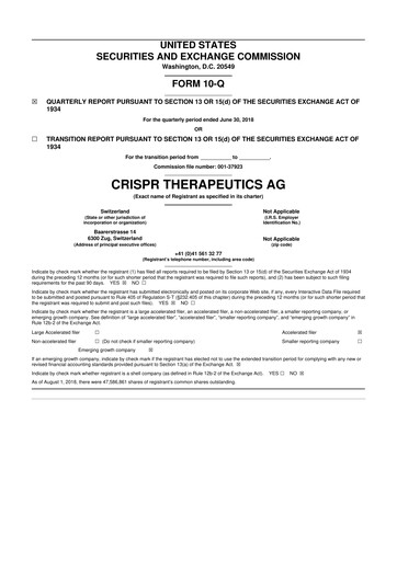 Thumbnail CRISPR Therapeutics 10-Q Quarterly Report FY2018 
