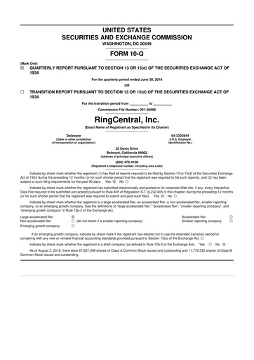 Thumbnail RingCentral
 10-Q Quarterly Report FY 