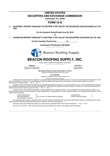 Thumbnail Beacon Roofing Supply 10-Q Quarterly Report FY2018 