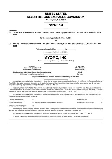 Thumbnail Myomo 10-Q Quarterly Report FY2018 