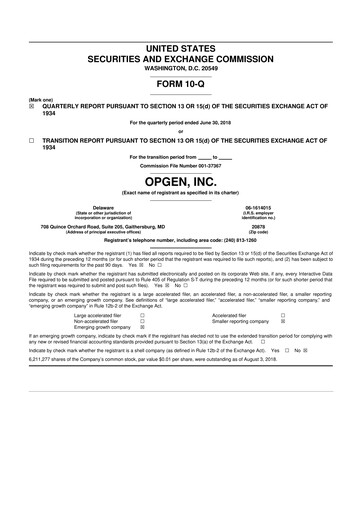 Thumbnail OpGen
 10-Q Quarterly Report FY 