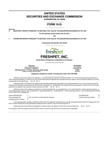 Thumbnail Freshpet 10-Q Quarterly Report FY2018 