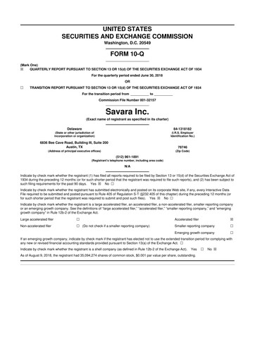 Thumbnail Savara 10-Q Quarterly Report FY 