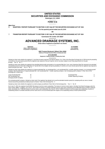 Thumbnail Advanced Drainage Systems
 10-Q Quarterly Report FY2019 