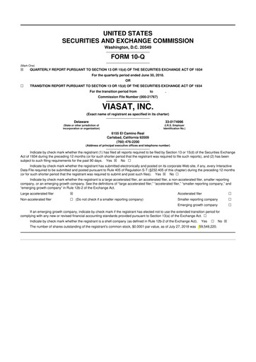 Thumbnail ViaSat 10-Q Quarterly Report FY2019 