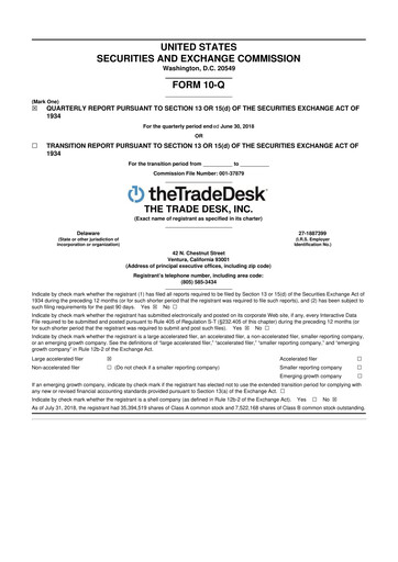 Thumbnail The Trade Desk
 10-Q Quarterly Report FY2018 