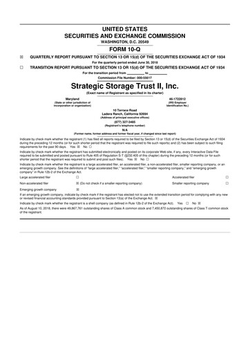 Thumbnail SmartStop Self Storage REIT 10-Q Quarterly Report FY2018 