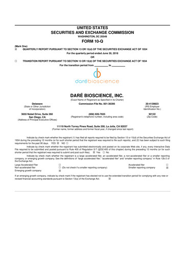 Vorschaubild Dare Bioscience
 10-Q Quartalsbericht 2018 