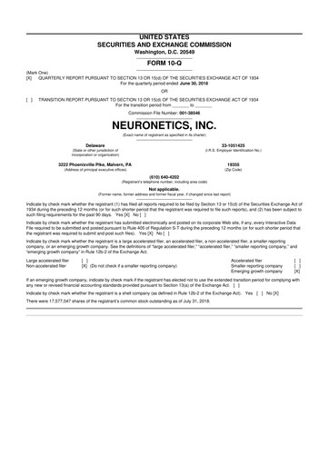 Thumbnail Neuronetics 10-Q Quarterly Report FY2018 