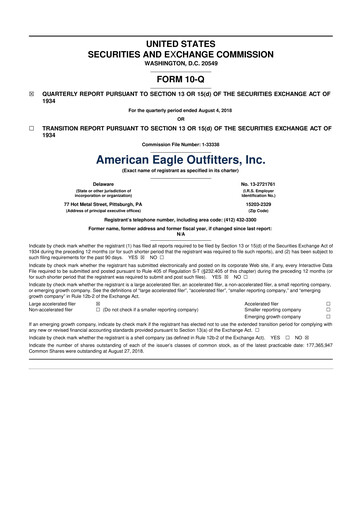 Thumbnail American Eagle Outfitters
 10-Q Quarterly Report FY2018 