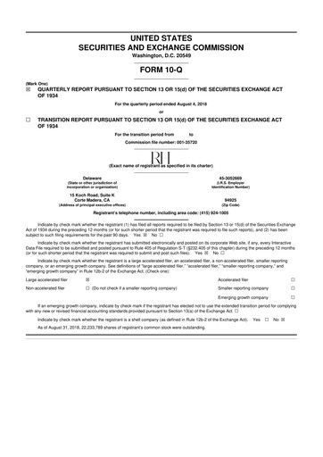 Thumbnail Restoration Hardware
 10-Q Quarterly Report FY2018 