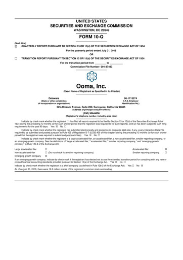 Vorschaubild Ooma 10-Q Quartalsbericht 2019 