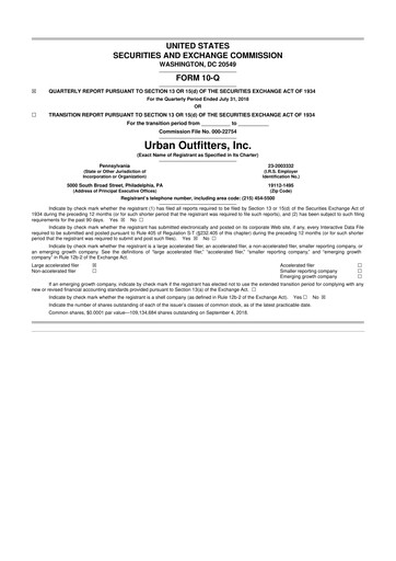 Thumbnail Urban Outfitters
 10-Q Quarterly Report FY2019 