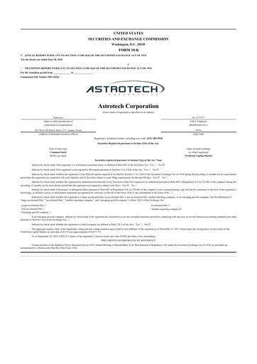 Thumbnail Astrotech 10-K Annual Report 2018