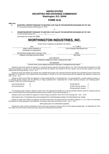 Miniature Worthington Enterprises 10-Q Rapport trimestriel 2019 