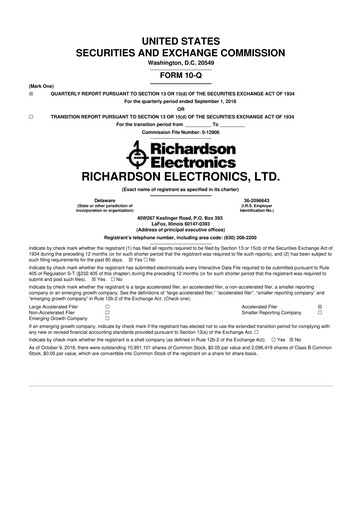 Thumbnail Richardson Electronics 10-Q Quarterly Report FY2019 