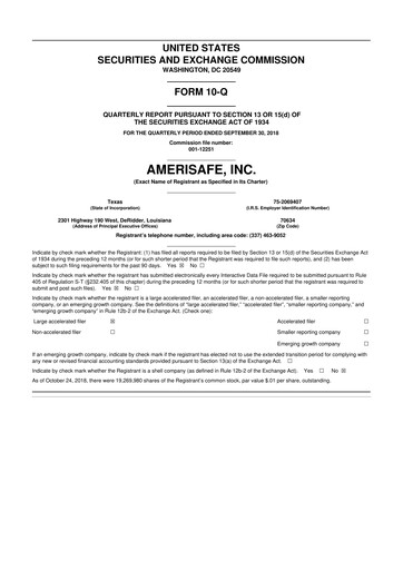 Thumbnail AMERISAFE 10-Q Quarterly Report FY2018 
