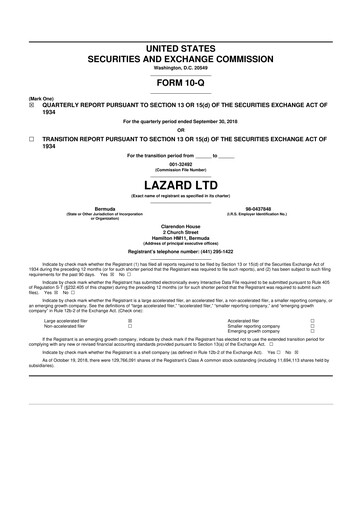 Thumbnail Lazard 10-Q Quarterly Report FY2018 
