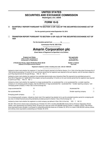 Thumbnail Amarin Corporation
 10-Q Quarterly Report FY2018 