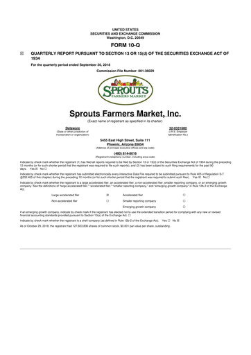 Thumbnail Sprouts Farmers Market 10-Q Quarterly Report FY2018 