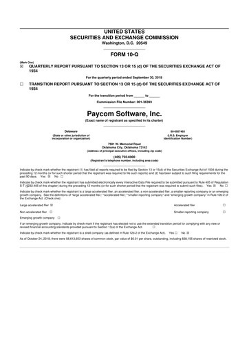 Thumbnail Paycom
 10-Q Quarterly Report FY2018 