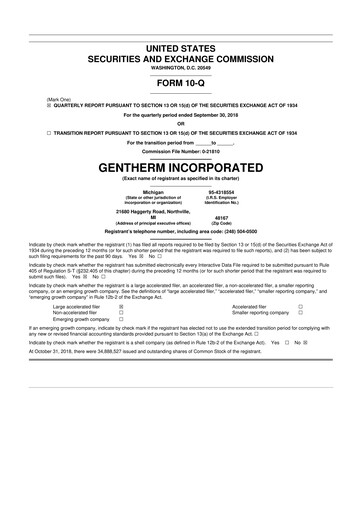 Thumbnail Gentherm 10-Q Quarterly Report FY2018 