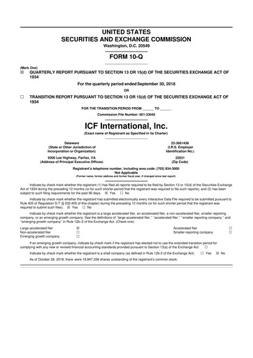 Thumbnail ICF International 10-Q Quarterly Report FY2018 