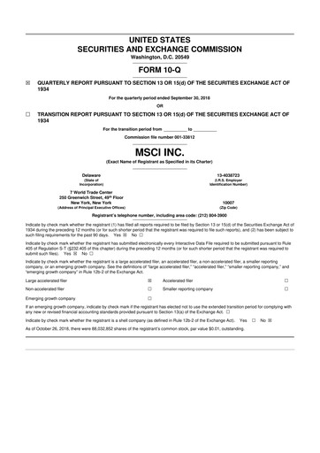 Thumbnail MSCI 10-Q Quarterly Report FY2018 