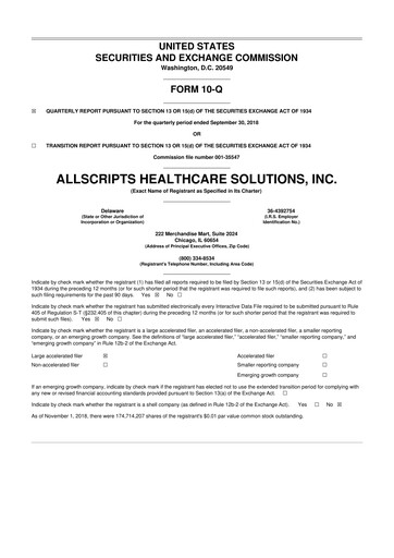 Thumbnail Veradigm 10-Q Quarterly Report FY2018 