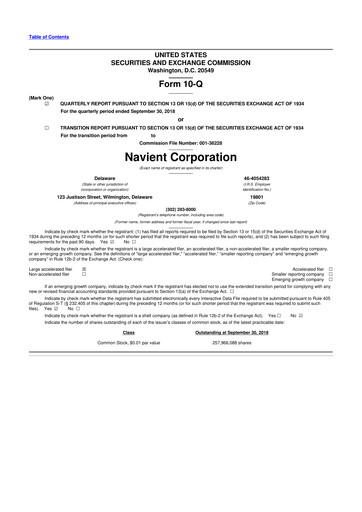 Thumbnail Navient 10-Q Quarterly Report FY2018 