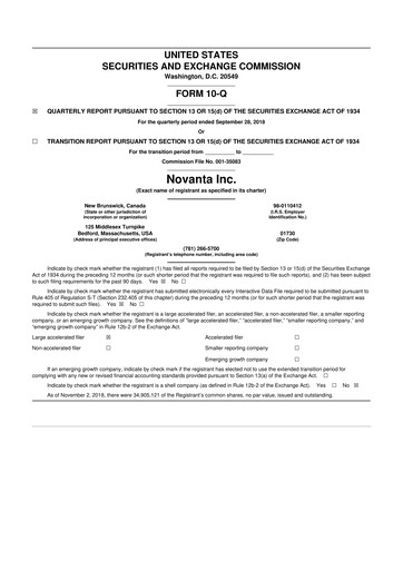Miniature Novanta 10-Q Rapport trimestriel 2018 